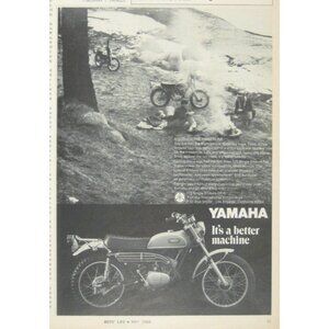 Yamaha 175 Single Enduro Vintage Print Ad 1969 Boys Life Motorcycle Camping